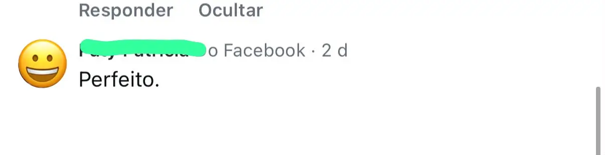 Print de comentário de cliente: Perfeito