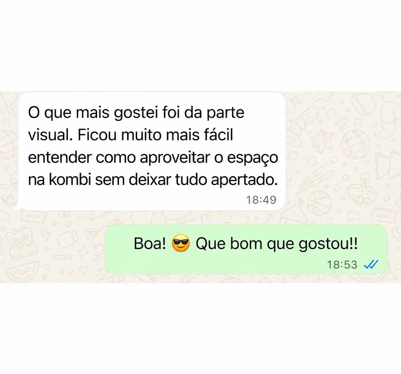 Print de depoimento de cliente sobre a clareza visual do guia
