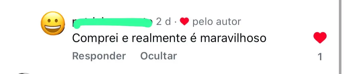 Print de comentário de cliente: Comprei e realmente é maravilhoso